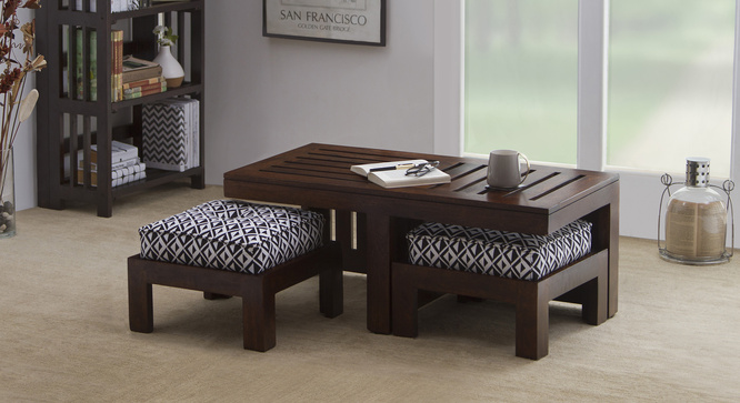 Caffino Coffee Table Set(Walnut&Black&White)